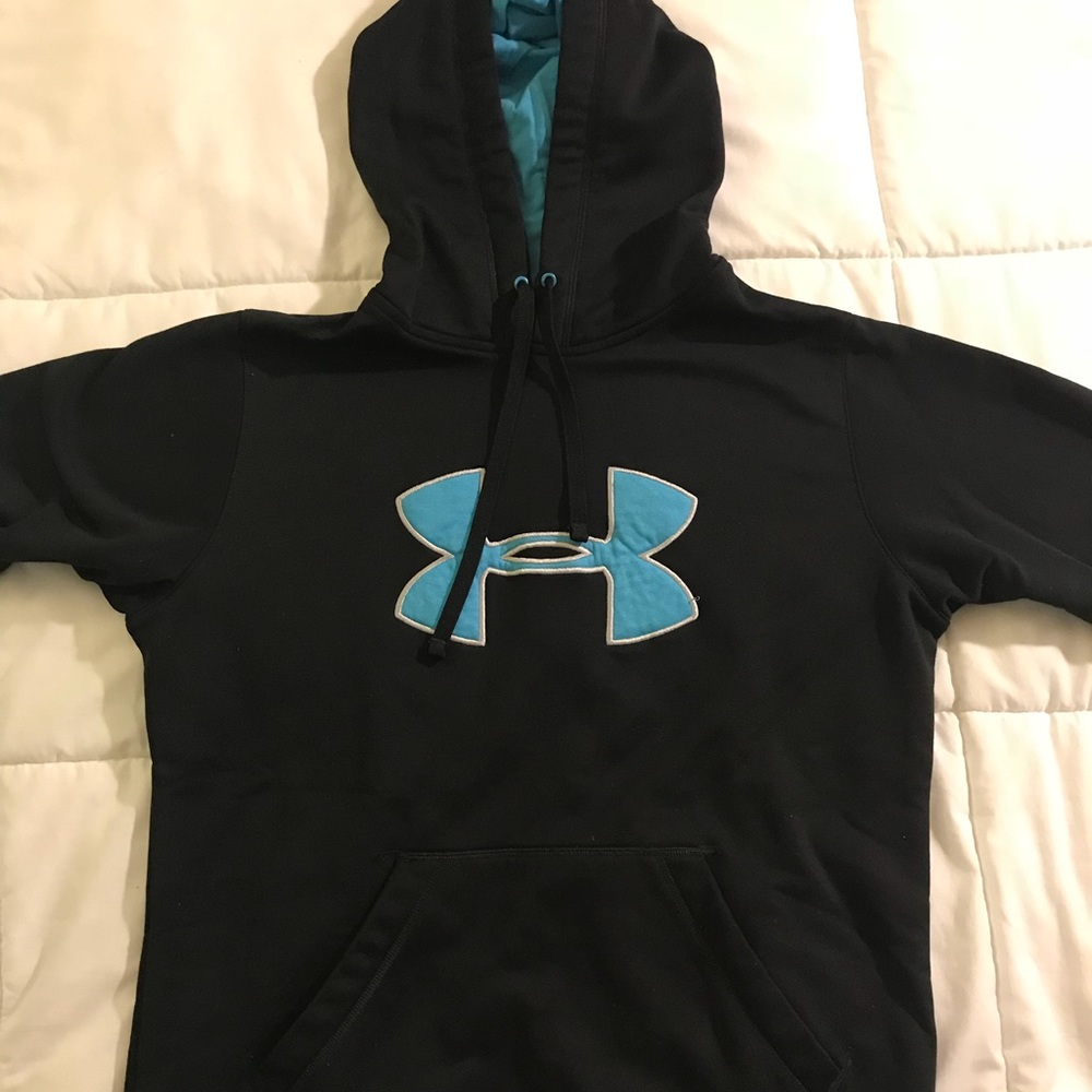 UNDER ARMOUR Black/Blue Hoodie (SIZE: Large)